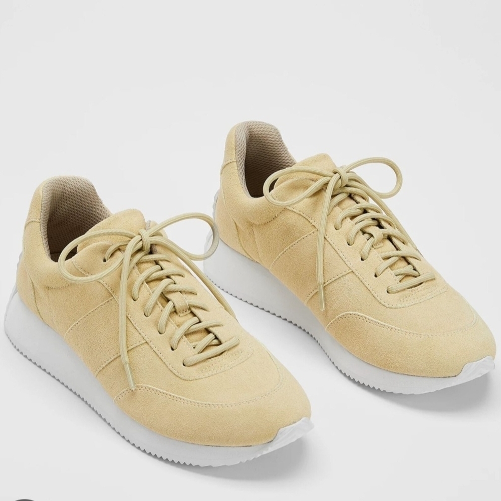 Eileen Fisher Women's Suede Lace-Up Sneakers Beige Size 10 New Comfortable - Picture 2 of 6